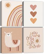 Quadros Decorativos Boho Rainbow Quzenu - Decoração de Berçário para Meninas