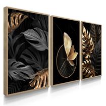 Quadros Decorativos Borboletas Folhas Douradas Quadros Decorativos Borboletas Folhas Douradas