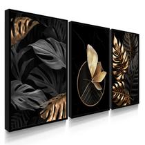 Quadros Decorativos Borboletas Folhas Douradas Quadros Decorativos Borboletas Folhas Douradas
