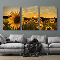 Quadros Decorativos Campo Com Girassóis 120X60Cm