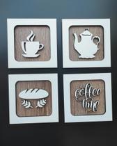 Quadros Decorativos Cantinho Do Café Cozinha 3d Kit Com 4 Un