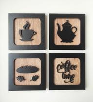 Quadros Decorativos Cantinho Do Café Cozinha 3d Kit Com 4 Un