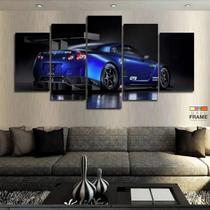 Quadros Decorativos Carro Skyline Azul 63x130mtem Tecido