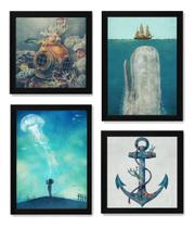 Quadros Decorativos Casa De Praia Artes Âncora Mar Baleia