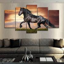 Quadros Decorativos Cavalo Negro 63X130Mt Em Tecido - Loja Wall Frame