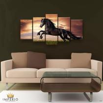 Quadros Decorativos Cavalo Negro Horse Hd Quarto Sala Kit