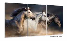Quadros Decorativos Cavalos Country Sala 120x60 3 peças