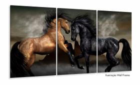 Quadros Decorativos Cavalos Marrom 120x60 3 peças Quadros Decorativos Cavalos Marrom 120x60 3 peças