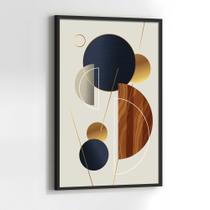 Quadros Decorativos com com Moldura Abstrato Geomêtrico Marrom Vertical para Sala Quarto Decoração