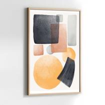Quadros Decorativos com com Moldura Abstrato Geomêtrico Preto Amarelo Vertical para Sala Quarto Decoração
