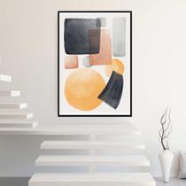 Quadros Decorativos com com Moldura Abstrato Geomêtrico Preto Amarelo Vertical para Sala Quarto Decoração