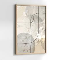 Quadros Decorativos com com Moldura Abstrato linhas Bege Cinza Marrom Vertical para Sala Quarto Decoração