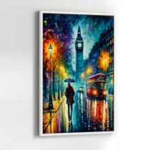 Quadros Decorativos com com Moldura Abstrato Pintura Colorido Londres Vertical para Sala Quarto Decoração Quadros Decorativos com com Moldura Abstrato Pintura Colorido Londres Vertical para Sala Quarto Decoração