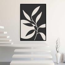 Quadros Decorativos com com Moldura Abstrato Planta Preto branco Vertical para Sala Quarto Decoração