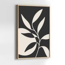 Quadros Decorativos com com Moldura Abstrato Planta Preto branco Vertical para Sala Quarto Decoração