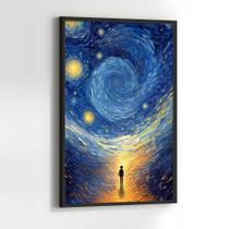 Quadros Decorativos com com Moldura Arte Estilo Van Gogh Moderno Abstrato Vertical para Sala Quarto Decoração