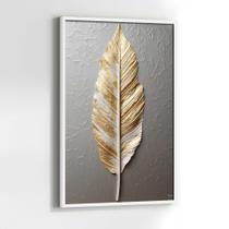 Quadros Decorativos com com Moldura Arte Pintura Folha Prata e Dourada Vertical para Sala Quarto Decoração