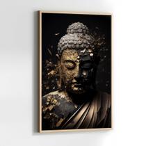 Quadros Decorativos com com Moldura Buda Dourado Budda Buddha Vertical Vertical para Sala Quarto Decoração