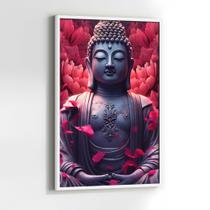 Quadros Decorativos com com Moldura Buda Pedra Petalas Vertical para Sala Quarto Decoração