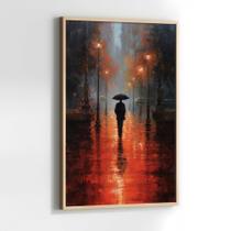 Quadros Decorativos com com Moldura Estrada Chuva Arte Vermelha Vertical para Sala Quarto Decoração