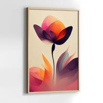 Quadros Decorativos com com Moldura Flor Abstrato Vermelha Vertical para Sala Quarto Decoração