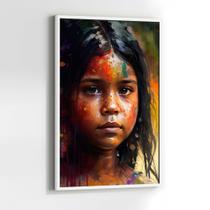 Quadros Decorativos com com Moldura India Pintura Arte Linda Vertical para Sala Quarto Decoração