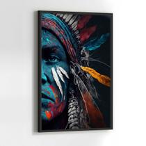 Quadros Decorativos com com Moldura Indio Americano Vertical para Sala Quarto Decoração