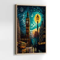 Quadros Decorativos com com Moldura Paisagem Abstrata Vertical Big Ben Vertical para Sala Quarto Decoração