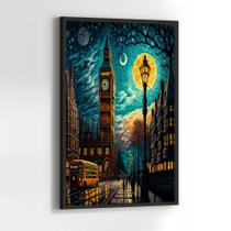 Quadros Decorativos com com Moldura Paisagem Abstrata Vertical Big Ben Vertical para Sala Quarto Decoração