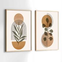 Quadros Decorativos com Moldura Abstrato Bege e Marrom Sala Quarto Kit Conjunto 2 Quadros Decorativos com Moldura Abstrato Bege e Marrom Sala Quarto Kit Conjunto 2