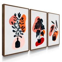 Quadros Decorativos com Moldura Abstrato Flores Abstratas Vaso Quadros Decorativos com Moldura Abstrato Flores Abstratas Vaso