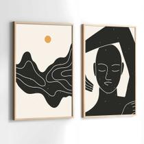 Quadros Decorativos com Moldura Arte Abstrata Minimalista Sala Quarto Kit Conjunto 2