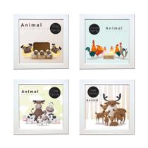 Quadros Decorativos com Moldura Bebê Animal-Kit De 4- K-102