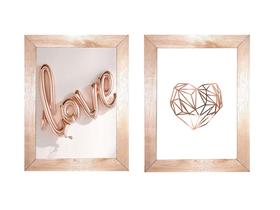 Quadros decorativos com moldura Love Kit com 2