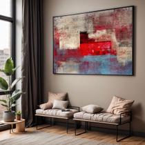 Quadros decorativos com Moldura Sala Quarto Abstrato Azul Vermelho Grande Hall