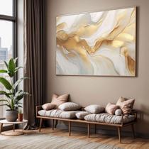 Quadros decorativos com Moldura Sala Quarto Abstrato Dourado Branco Mármore Grande Hall Quadros decorativos com Moldura Sala Quarto Abstrato Dourado Branco Mármore Grande Hall