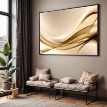Quadros decorativos com Moldura Sala Quarto Abstrato Dourado Grande Hall