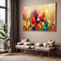 Quadros decorativos com Moldura Sala Quarto Abstrato Floral Colorido Arte Grande Hall