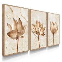 Quadros Decorativos com Moldura Sala Quarto Abstrato Flores Quartzo - DECOREIRO Quadros Decorativos com Moldura Sala Quarto Abstrato Flores Quartzo - DECOREIRO
