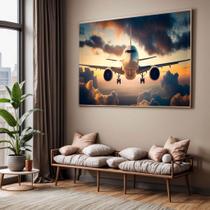 Quadros decorativos com Moldura Sala Quarto Avião Céu Grande Hall