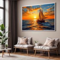 Quadros decorativos com Moldura Sala Quarto Barco Paisagem Grande Hall Quadros decorativos com Moldura Sala Quarto Barco Paisagem Grande Hall