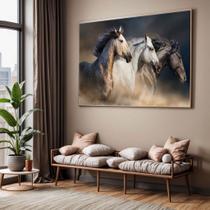 Quadros decorativos com Moldura Sala Quarto Cavalo Correndo Deserto Grande Hall