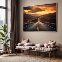 Quadros decorativos com Moldura Sala Quarto Estrada Por do Sol Paisagem Grande Hall
