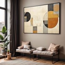 Quadros decorativos com Moldura Sala Quarto Geometrico Arte Bege Marrom Grande Hall