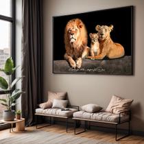 Quadros decorativos com Moldura Sala Quarto Leão Família Nunca Foi Sorte Grande Hall