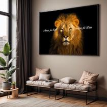 Quadros decorativos com Moldura Sala Quarto Leão Nunca Foi Sorte Sempre Foi Deus Grande Hall