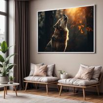 Quadros decorativos com Moldura Sala Quarto Lobo Paisagem Grande Hall