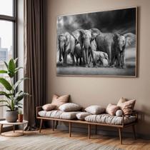 Quadros decorativos com Moldura Sala Quarto Manada de Elefantes Grande Hall