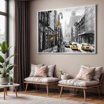 Quadros decorativos com Moldura Sala Quarto Nova York Cidade Amarelo Preto Grande Hall