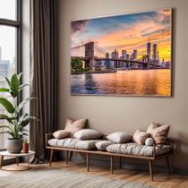 Quadros decorativos com Moldura Sala Quarto Paisagem Ponte Nova York Grande Hall